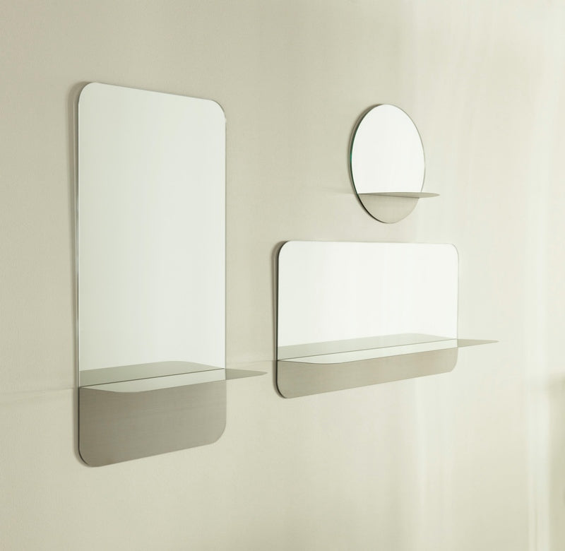 Horizon spiegel rond met plankje wit - SALE