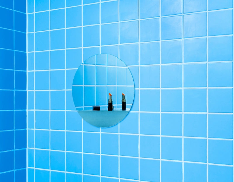 Horizon spiegel rond met plankje wit - SALE