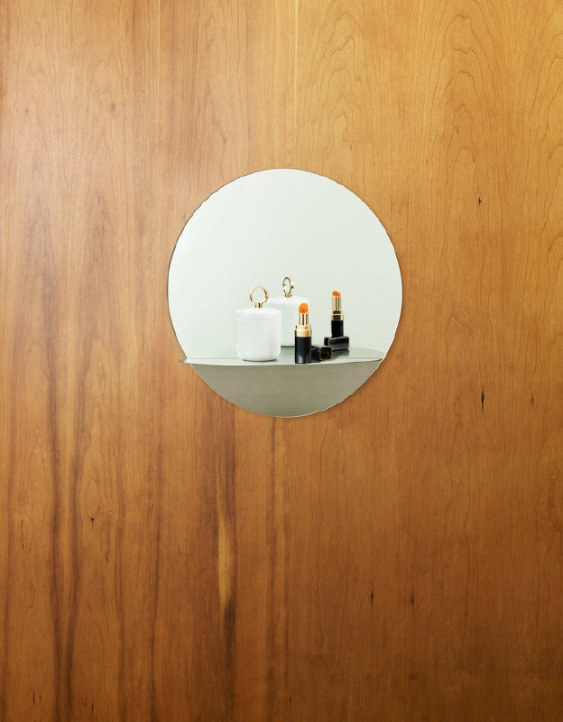Horizon spiegel rond met plankje wit - SALE