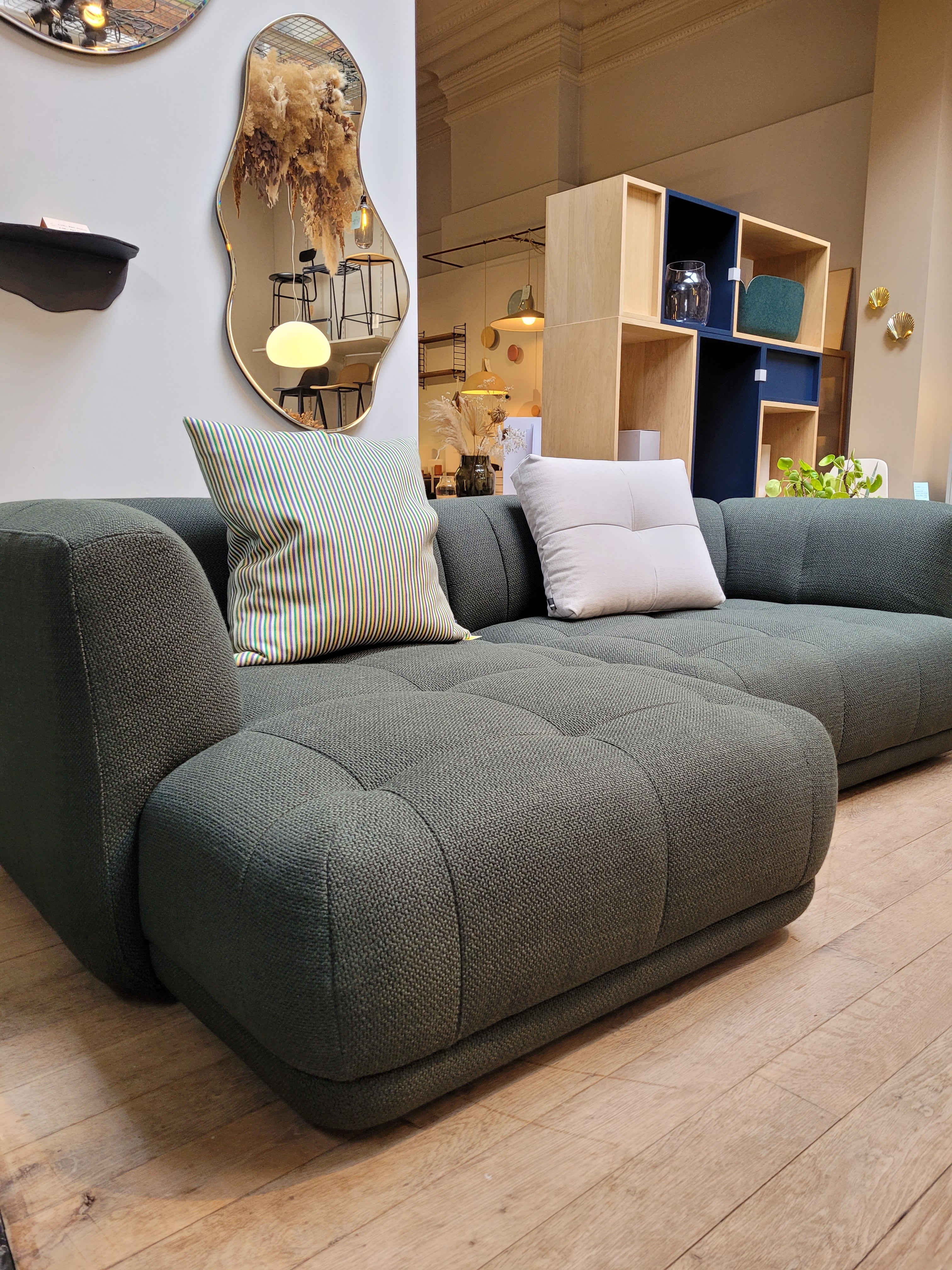 Quilton sofa 3zit chaise longue maglia groen