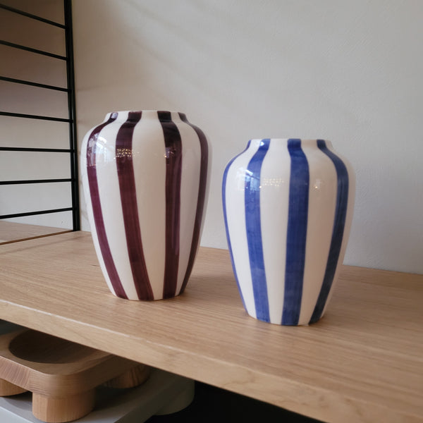 Funky Flower vaas medium strepen aubergine