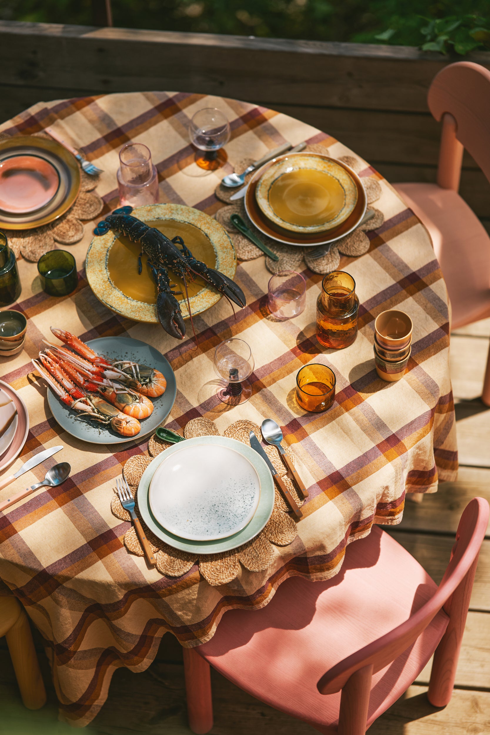 70s Borden dinner set van 2