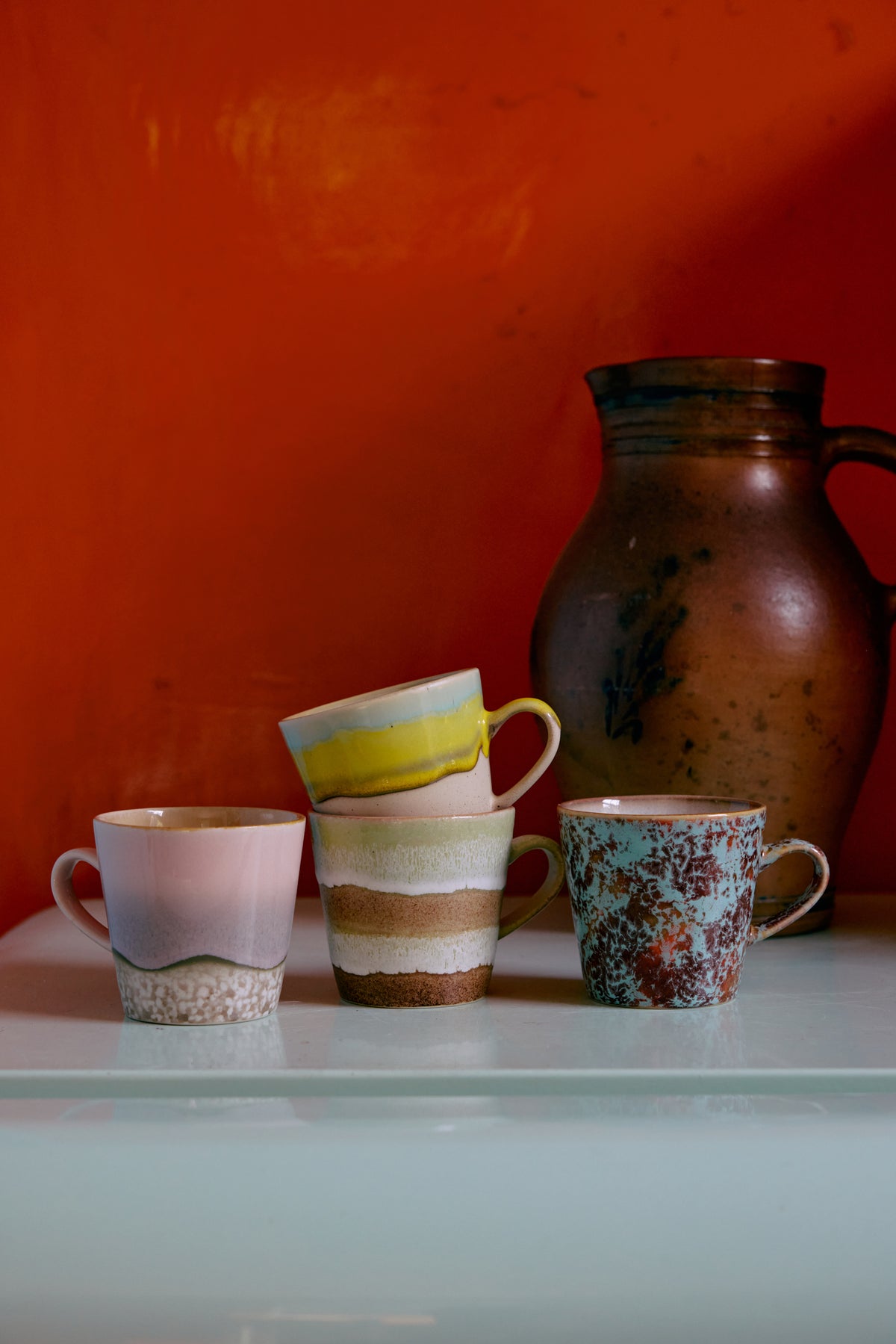 70s Americano mokken set van 4