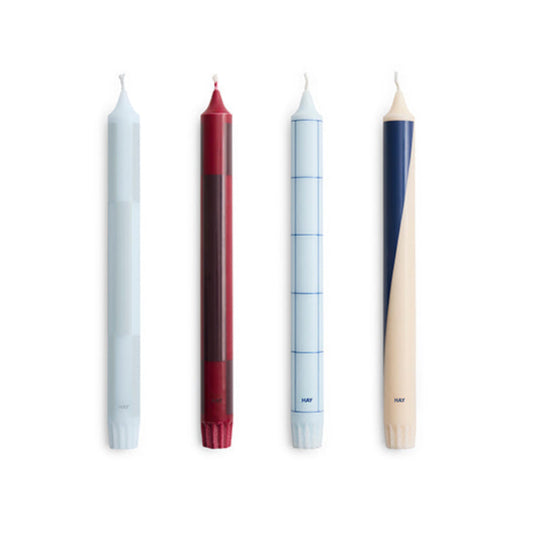 Pattern kaarsen set van 4 blue bordeaux