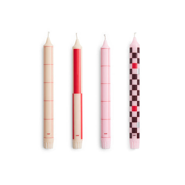 Pattern kaarsen set van 4 red bordeaux