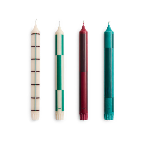 Pattern kaarsen set van 4 green bordeaux