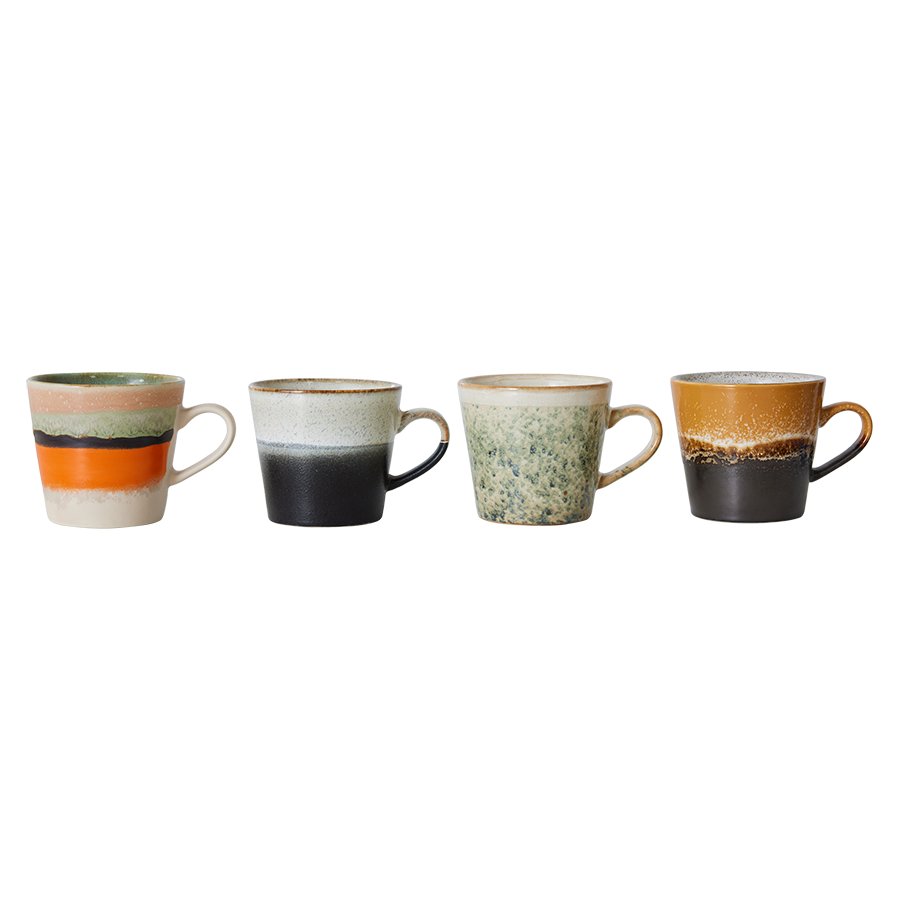 70s Cappuccino mokken set van 4