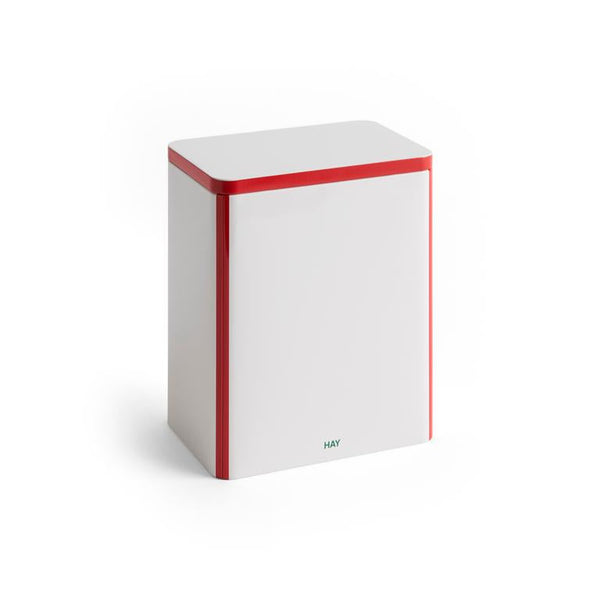 Tin container opbergblik large wit rood