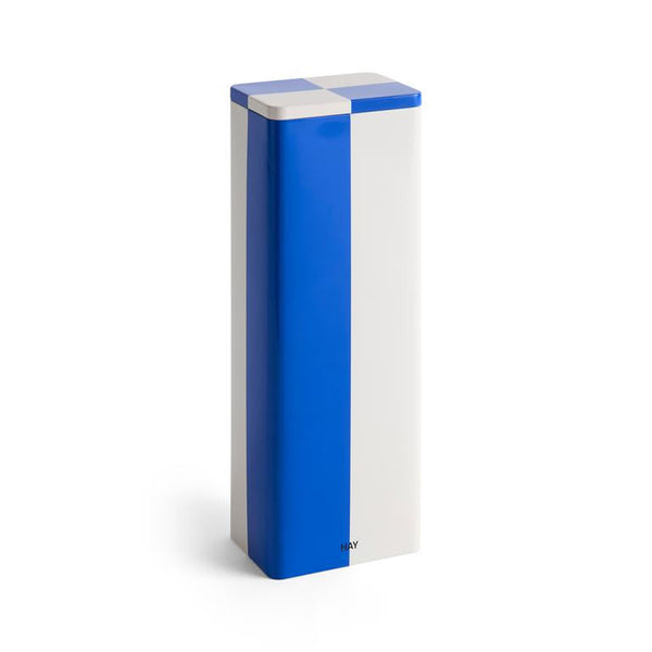 Tin container opbergblik hoog blauw