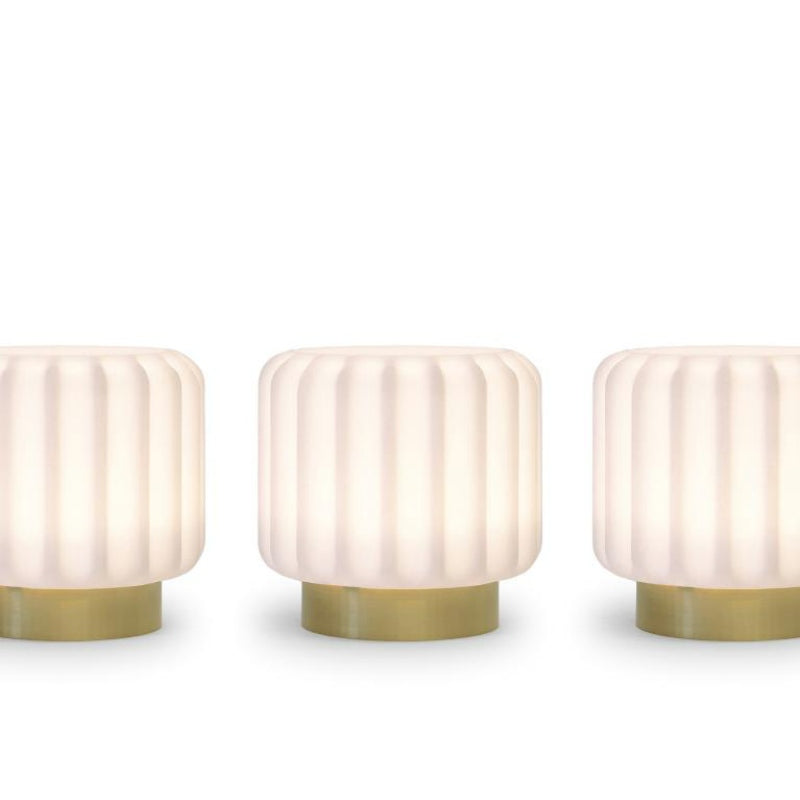 Atelier Pierre - Dentelles tafellamp 9cm oplaadbaar goud set van 3