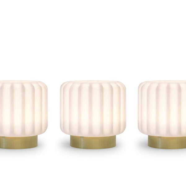 Atelier Pierre - Dentelles tafellamp 9cm oplaadbaar goud set van 3