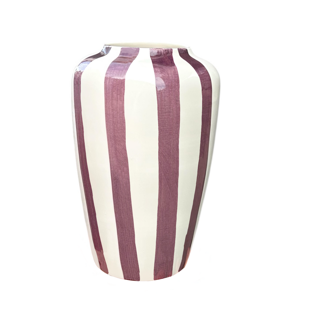 Funky Flower vaas large strepen aubergine