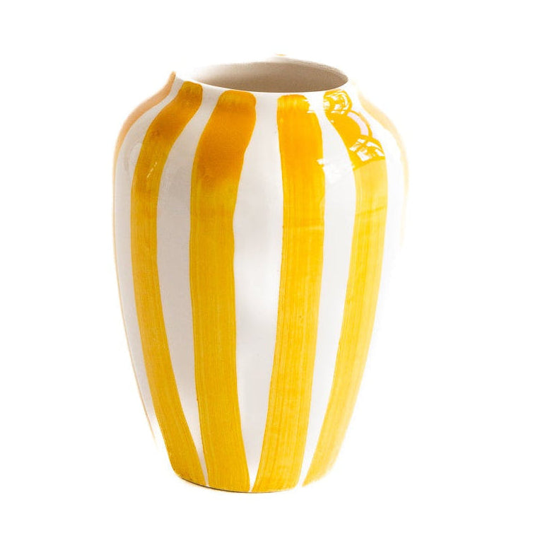 Funky Flower vaas extra large strepen geel