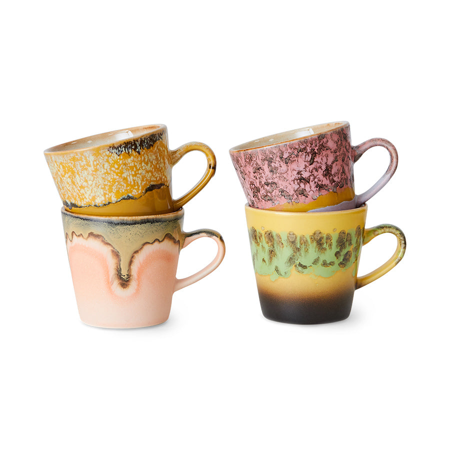 70s Americano mokken set van 4