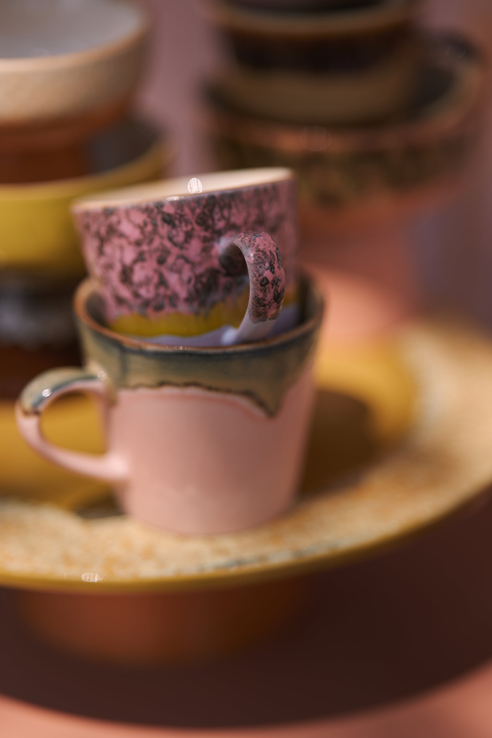 70s Americano mokken set van 4