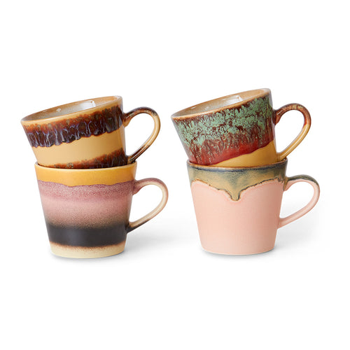 70s Cappuccino mokken set van 4
