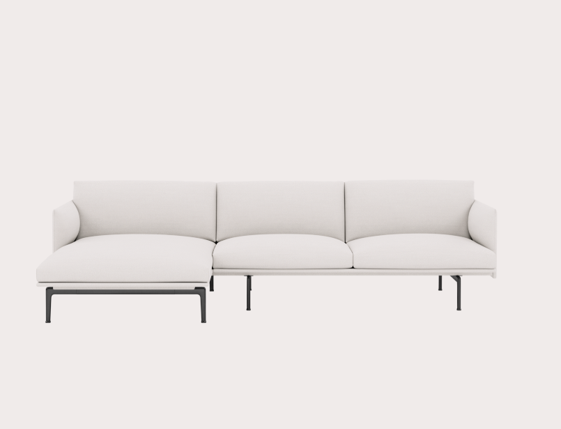 Outline zetel met chaise longue links hallingdal lichtgrijs