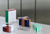 Tin container opbergblik rond bordeaux blauw