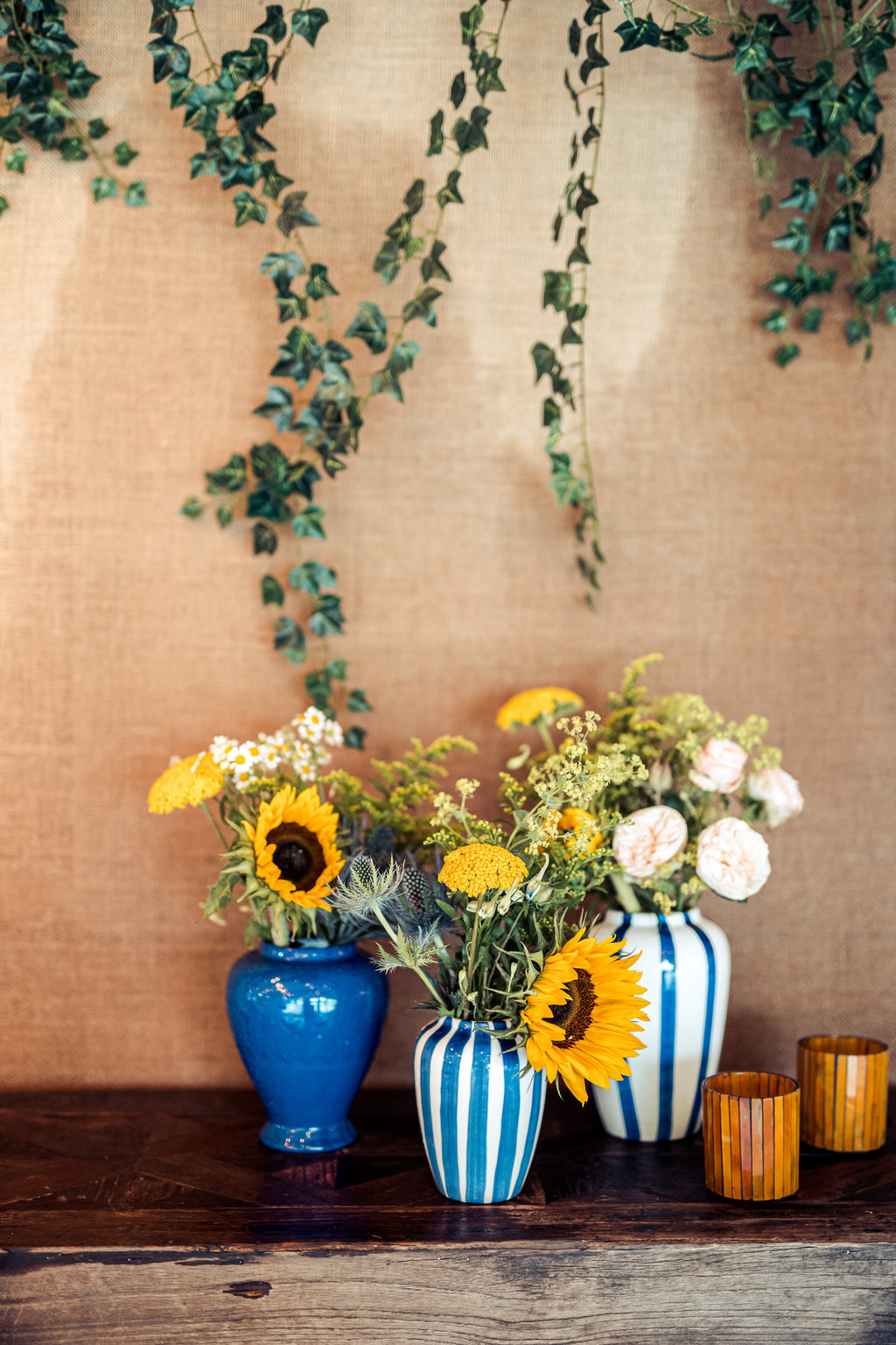 Funky flower vaas strepen small