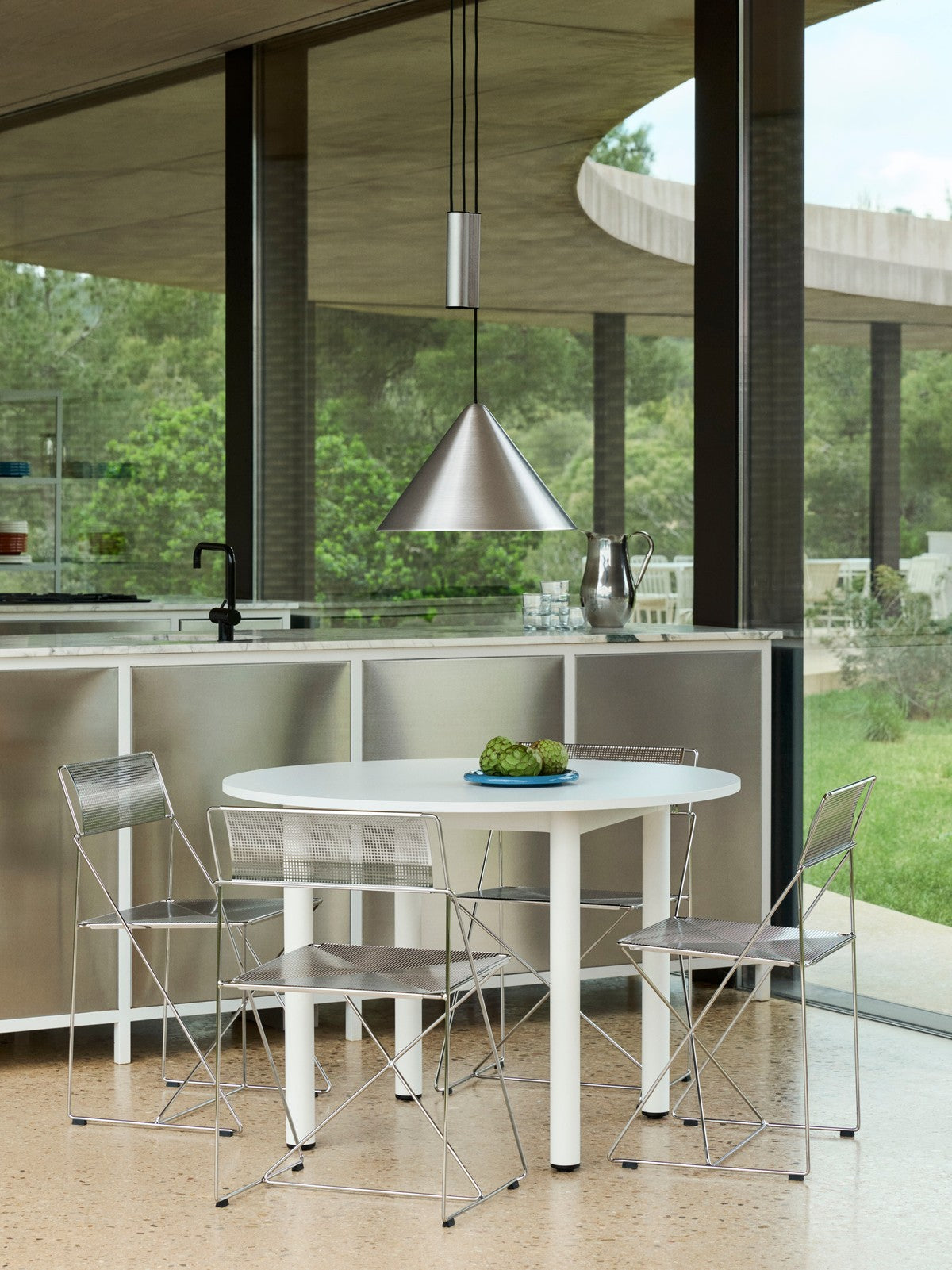 Annex tafel rond aluminium poten