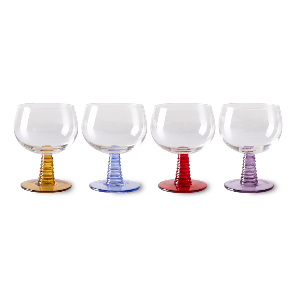 Swirl wijnglas laag mix set van 4