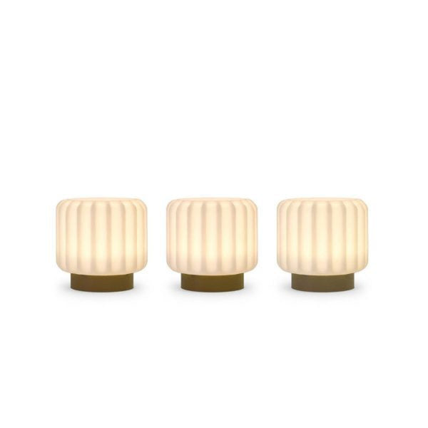 Dentelles tafellamp 9cm oplaadbaar klei  set van 3