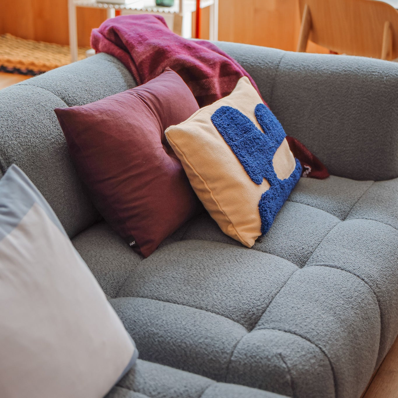 Quilton sofa 3zit chaise longue turf blauwgrijs