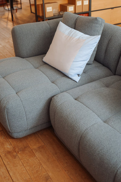 Quilton sofa 3zit chaise longue turf blauwgrijs