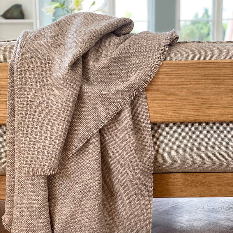 Elvang - Diagonal plaid wol beige