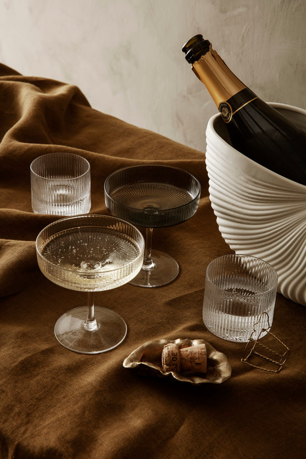 Ripple champagne glazen smoked set van 6 - SALE