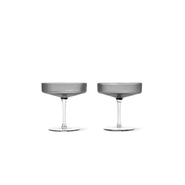 Ripple champagne glazen smoked set van 2