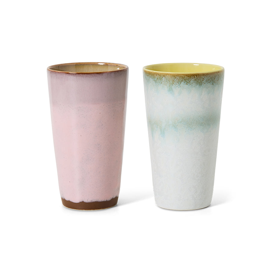 70s Latte fresco mokken set van 2