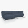 Quilton sofa 3zit chaise longue turf blauwgrijs