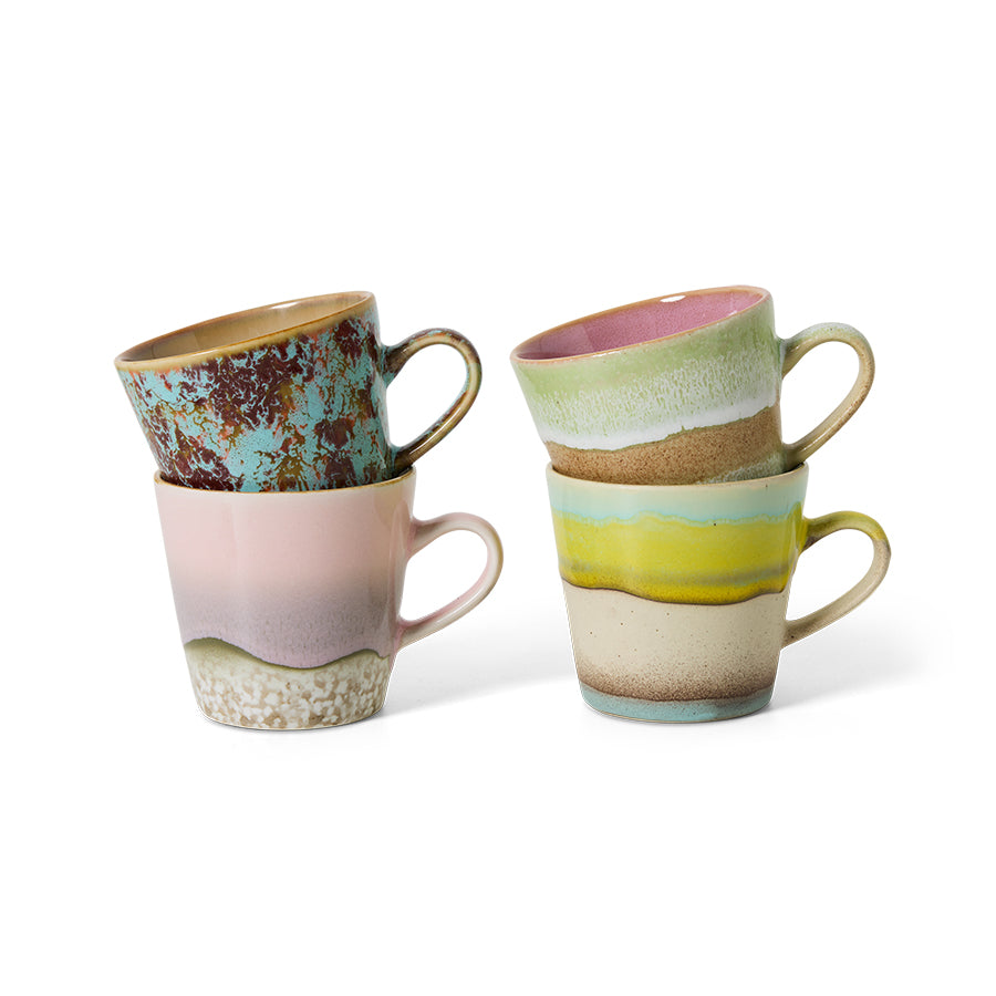 70s Americano mokken set van 4