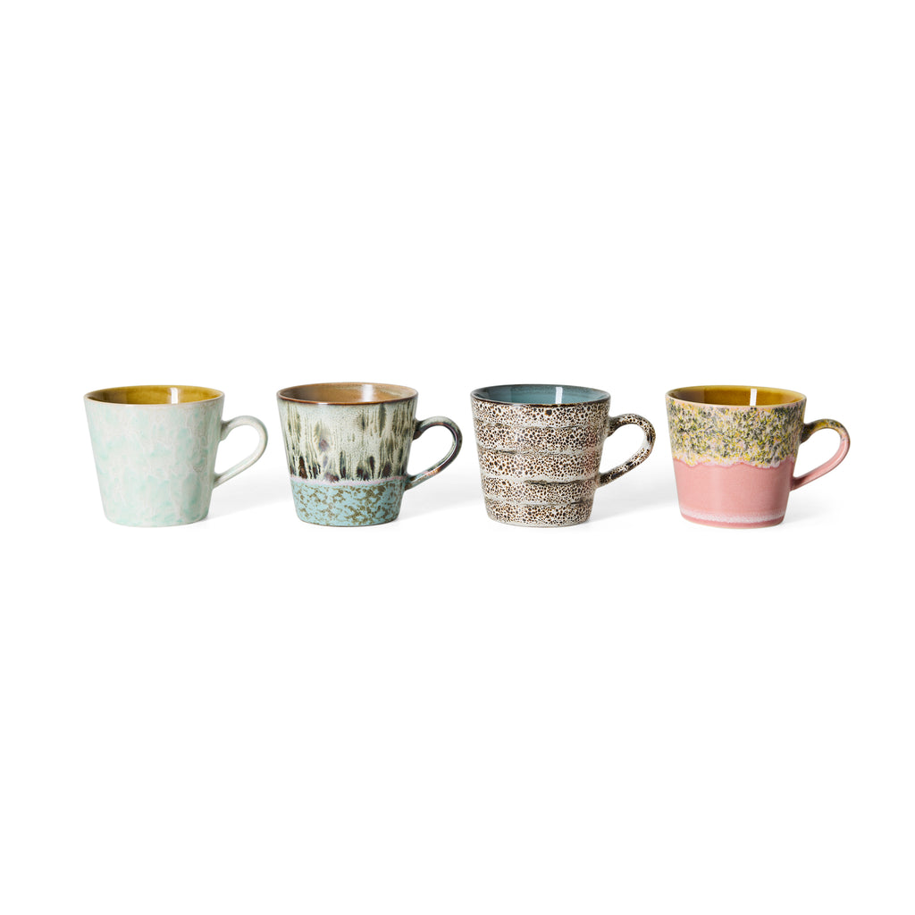 70s Cappuccino mokken set van 4