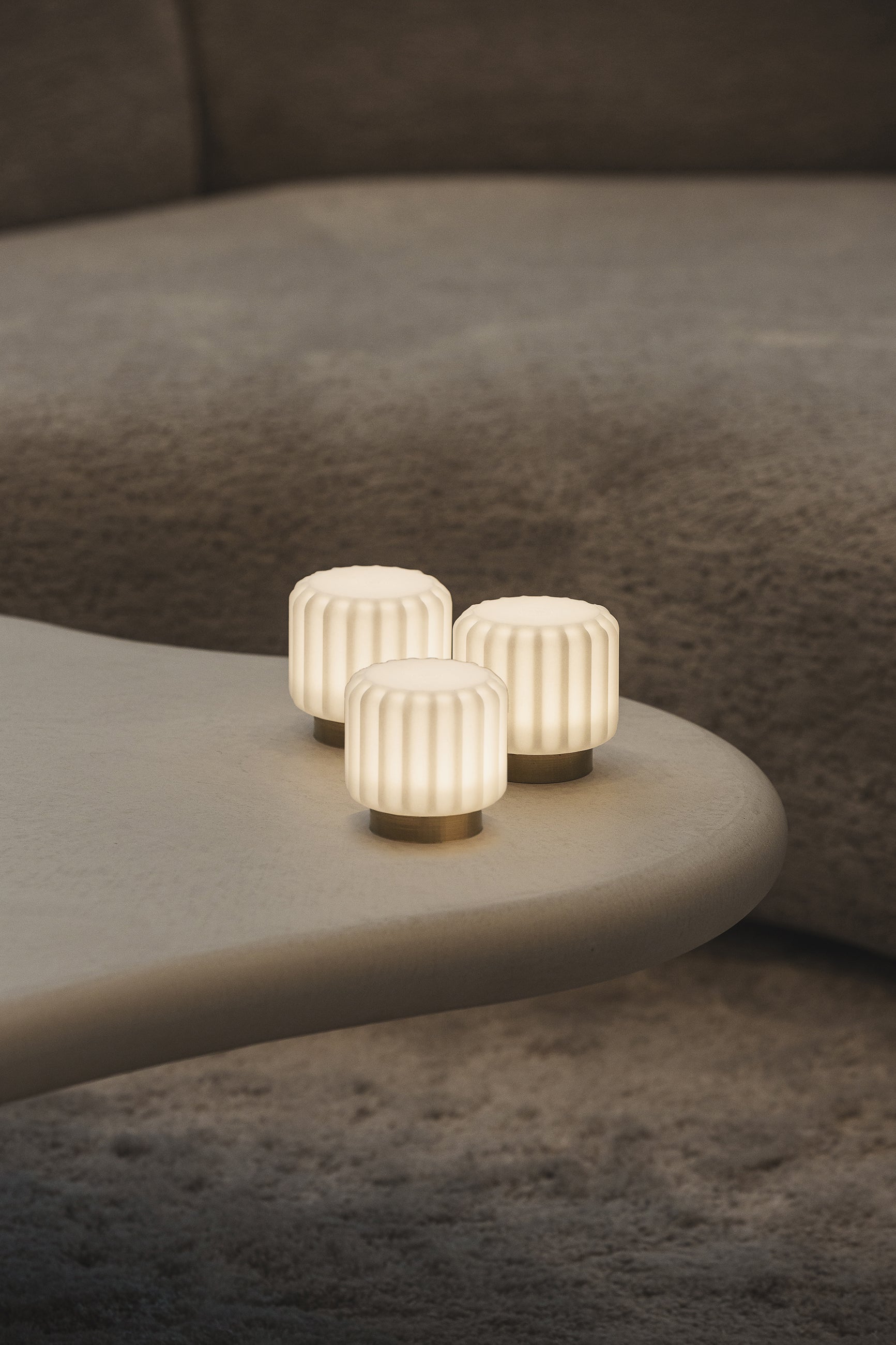 Atelier Pierre - Dentelles tafellamp 9cm oplaadbaar goud set van 3