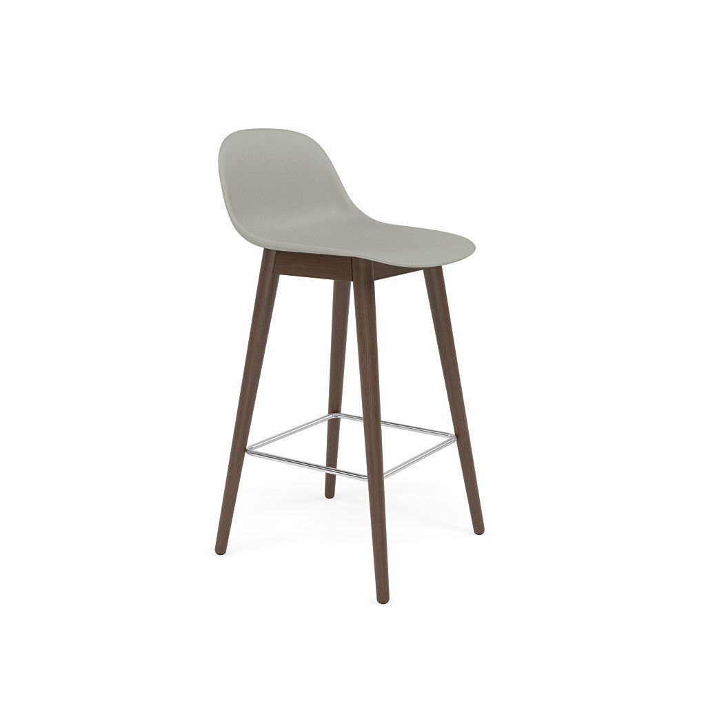 Fiber barkruk met rugleuning - houten poten
