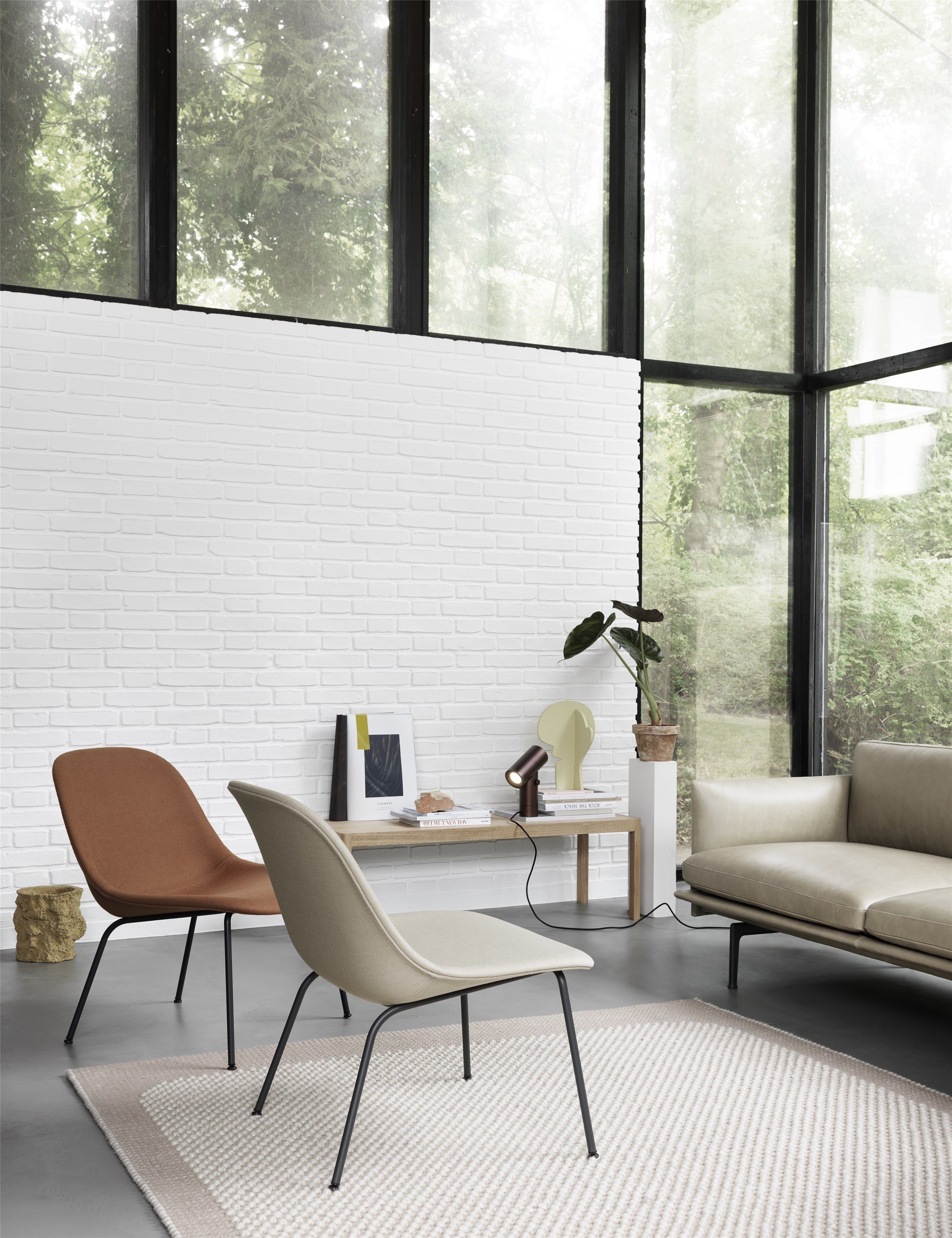 Fiber loungestoel - stalen poten - stof