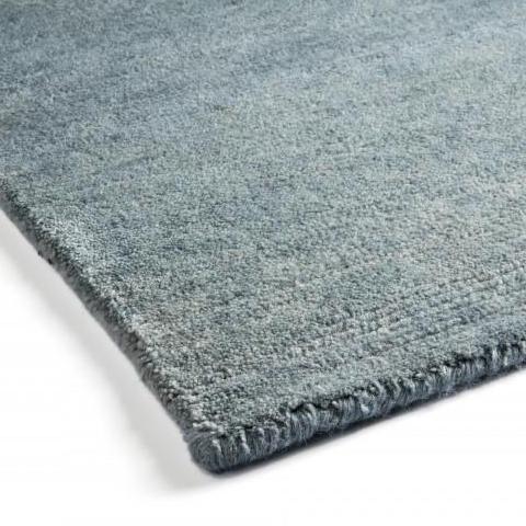 Handgeknoopt Tapijt wol denimblauw