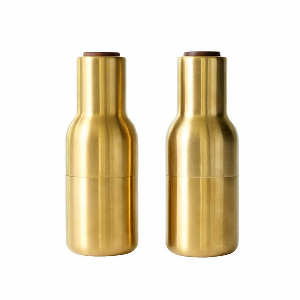 Bottle grinder peper- en zoutmolen walnoot brushed brass