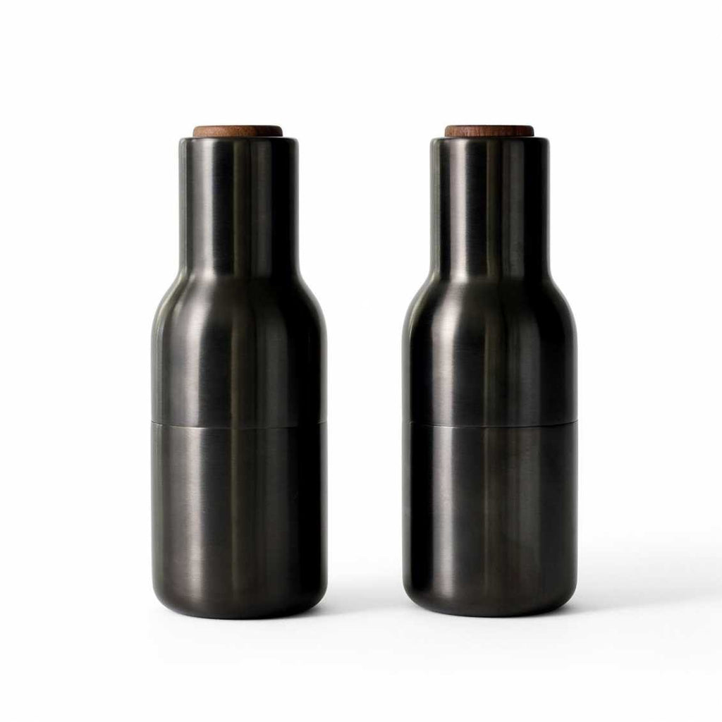 Bottle grinder peper- en zoutmolen walnoot bronzed brass - SALE