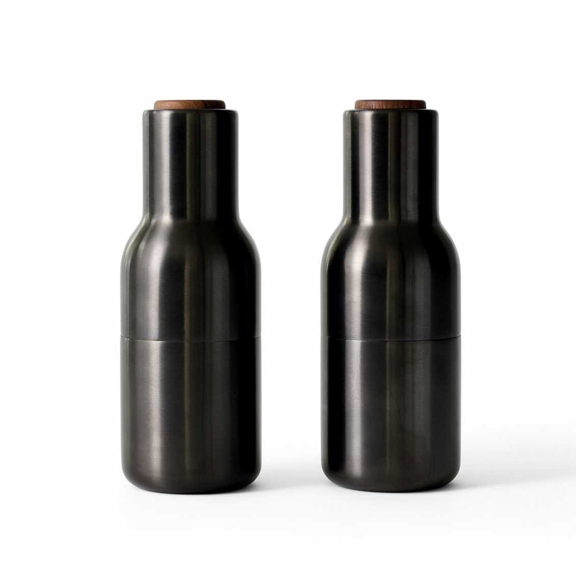 Bottle grinder peper- en zoutmolen walnoot bronzed brass - SALE