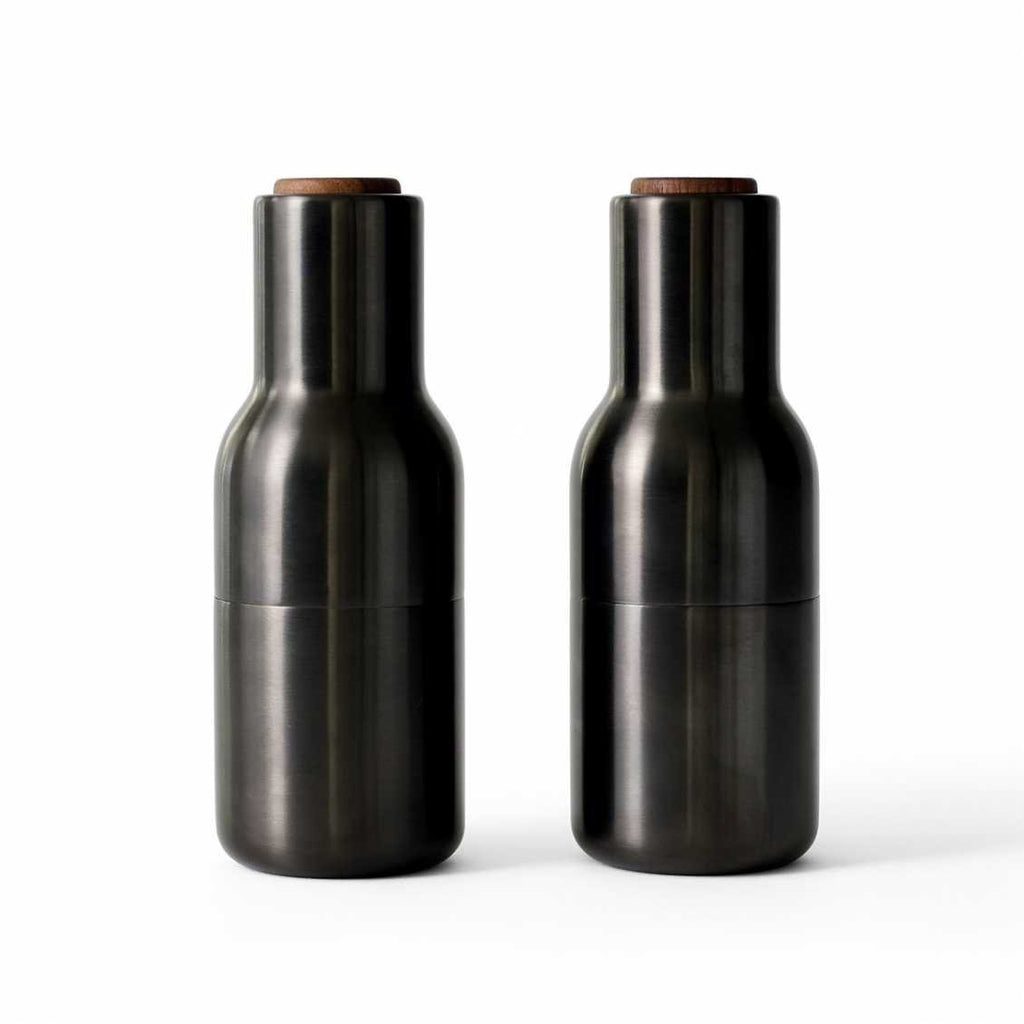 Bottle grinder peper- en zoutmolen walnoot bronzed brass