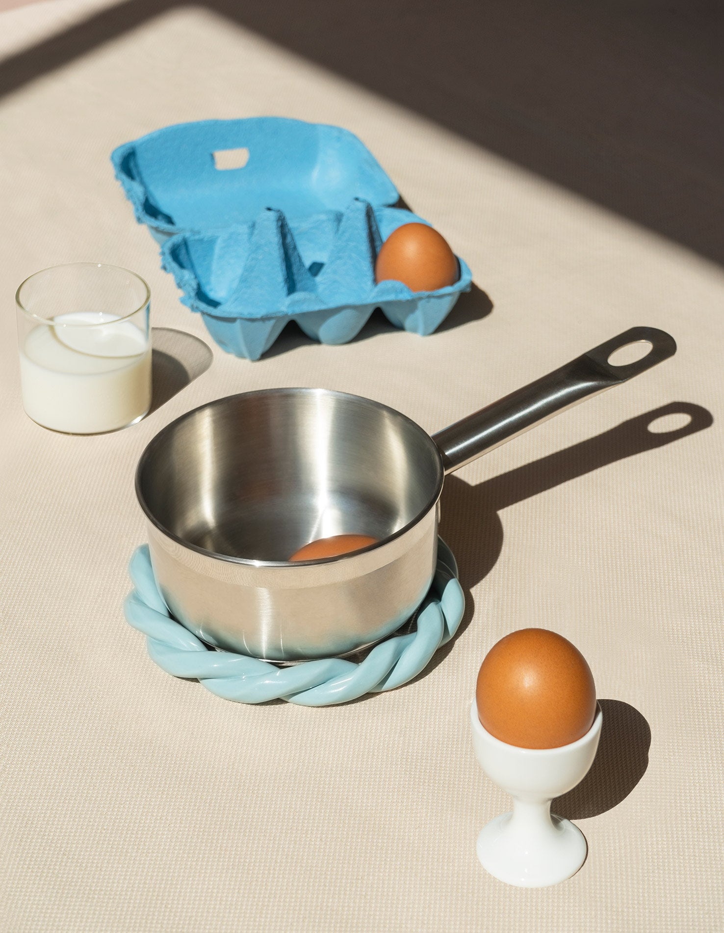 Sicilia trivet keramiek onderzetter ring lichtblauw