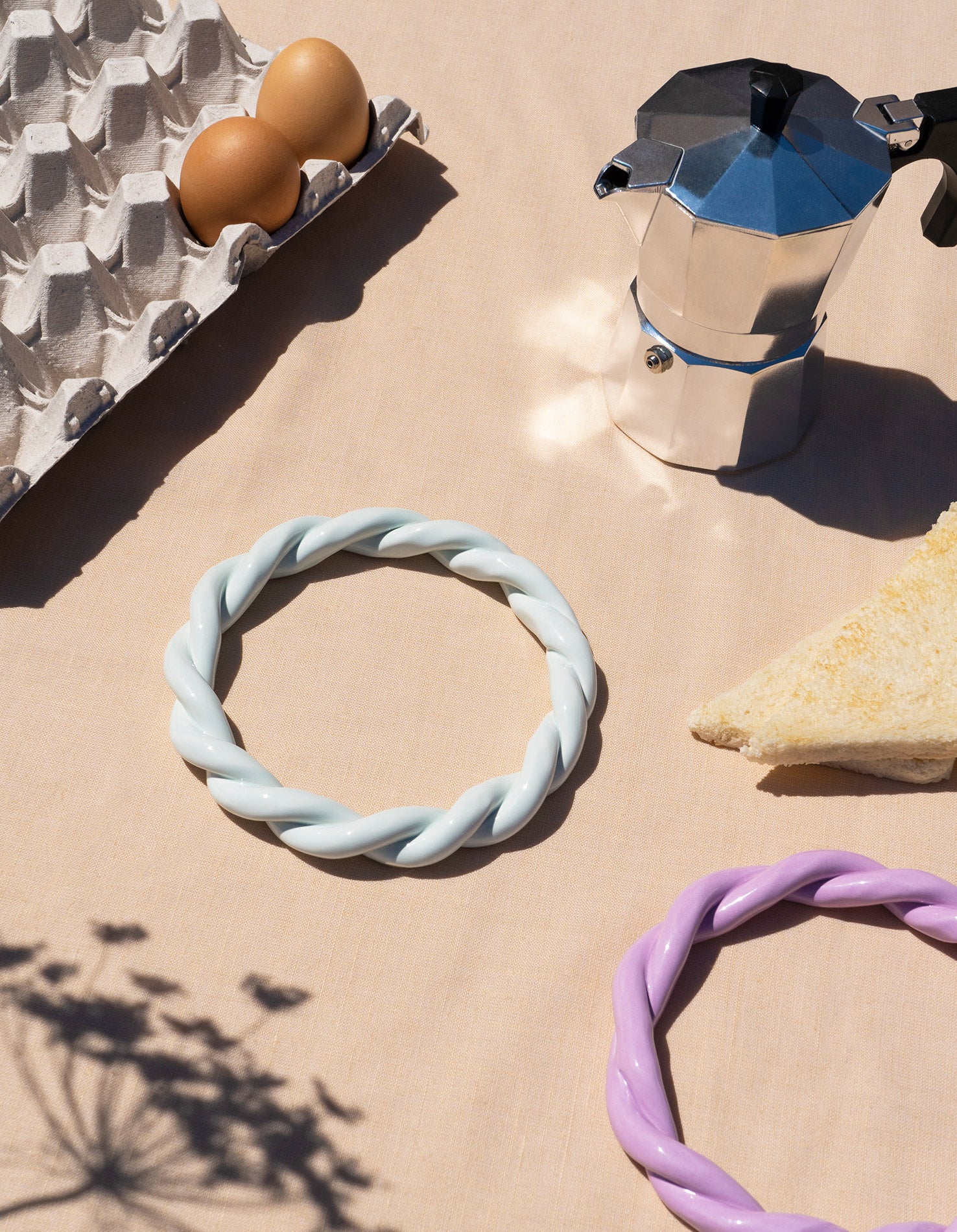 Sicilia trivet keramiek onderzetter ring lichtblauw