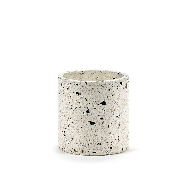 Terrazzo pot rond wit 18cm