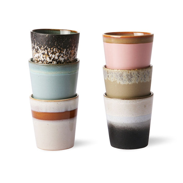 HK living - 70's koffie mok Set van 6