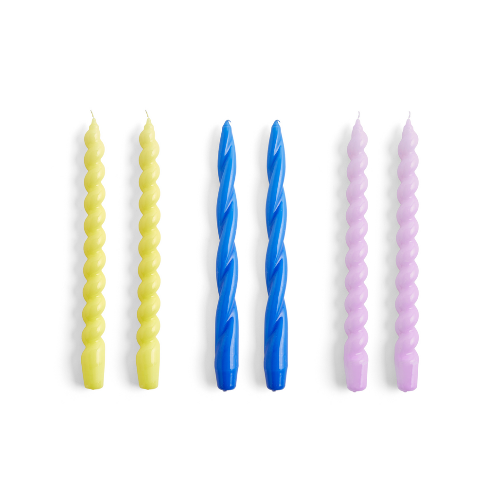 Long kaarsen set van 6 - Lemonade/skyblue/lilac